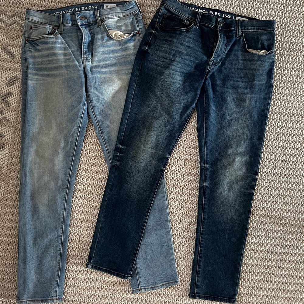 Men's Blue and Dark Blue Jeans